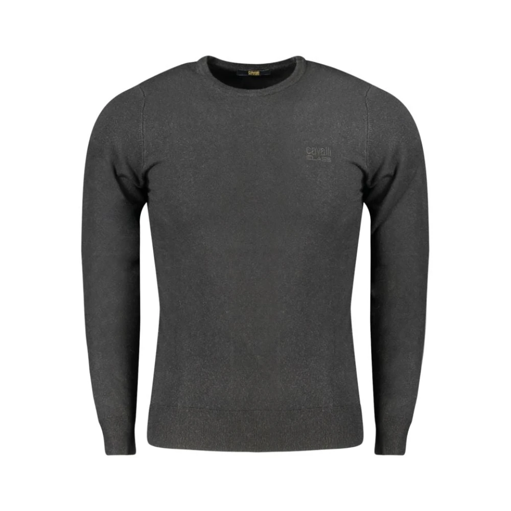 Cavalli Class Men's Black Round-Neck Knitwear, M, Round-Neck Viscose Jumper
