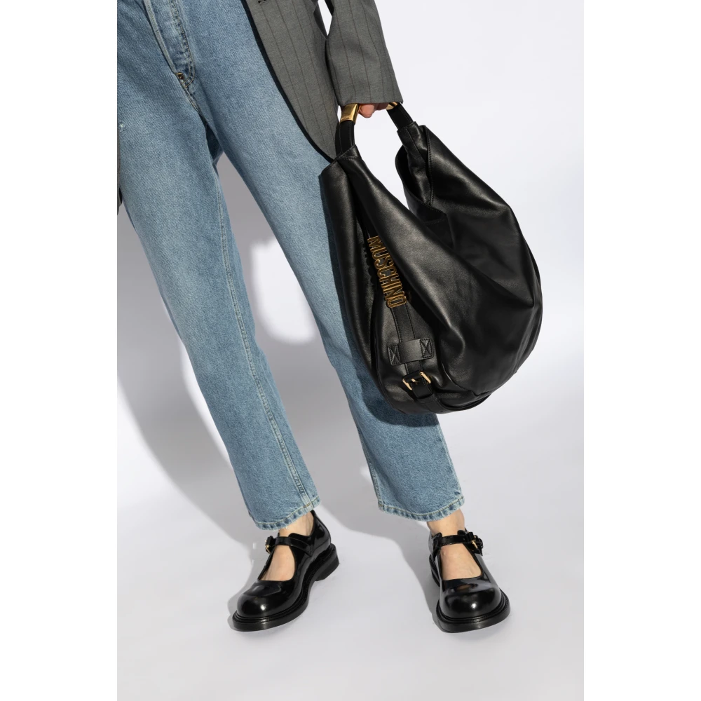 Moschino Leren shopper tas Black Dames