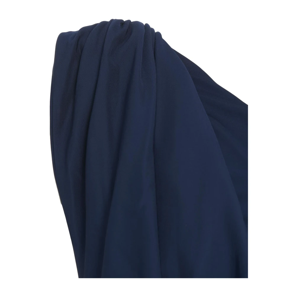 Elisabetta Franchi Blauwe Asymmetrische Avondjurk Jersey Blue Dames