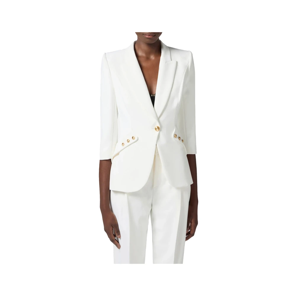 Elisabetta Franchi Ivoor Jassen met Gouden Knopen Beige Dames