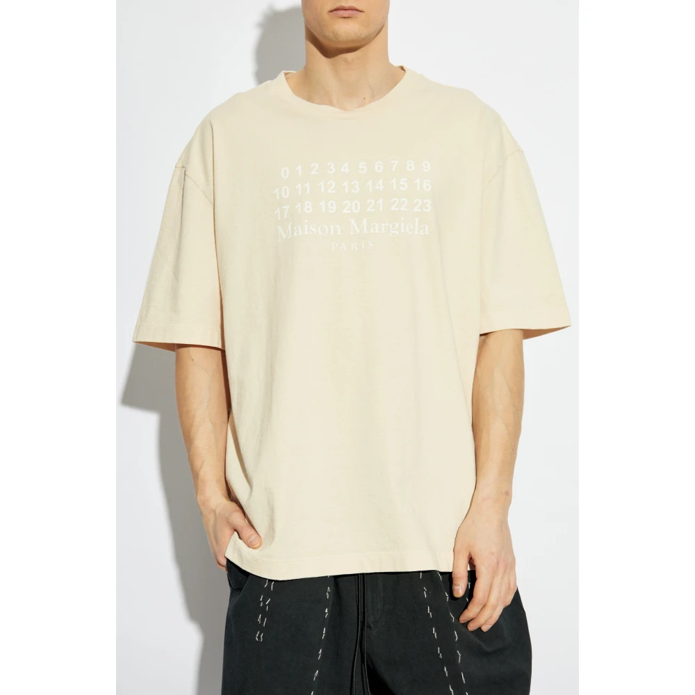 Maison Margiela T-shirt met print Beige Heren
