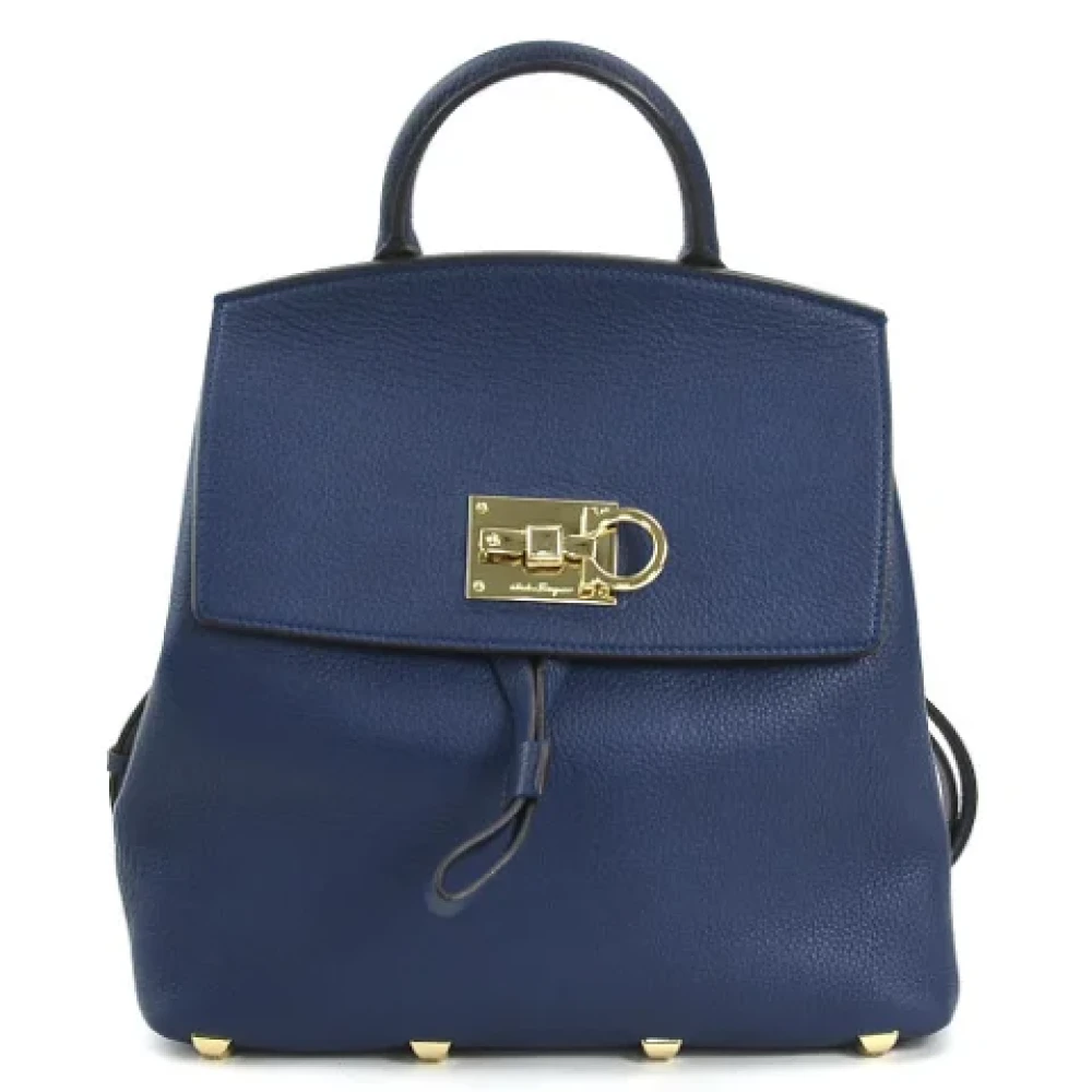 Salvatore Ferragamo Pre-owned Leather backpacks Blue Dames