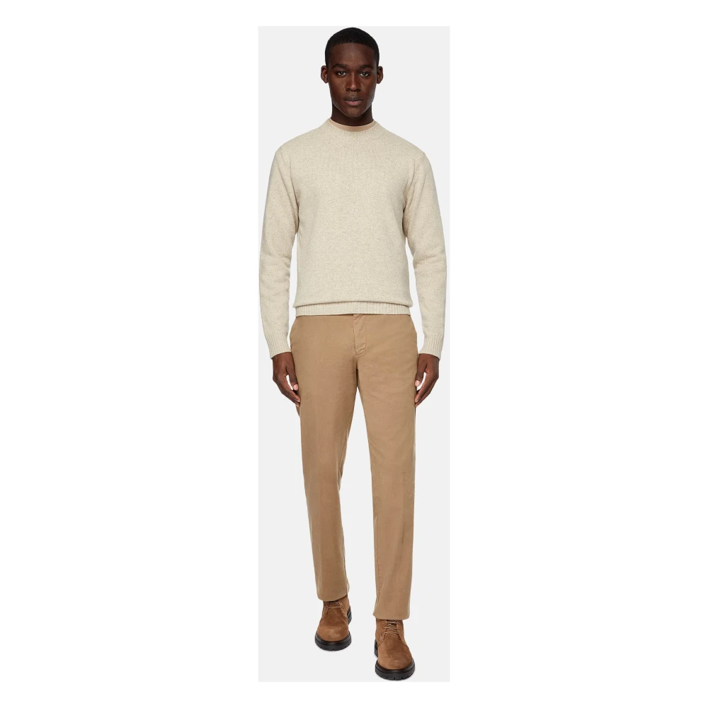 Boggi Milano Wol Blend Crew Neck Jumper Beige Heren