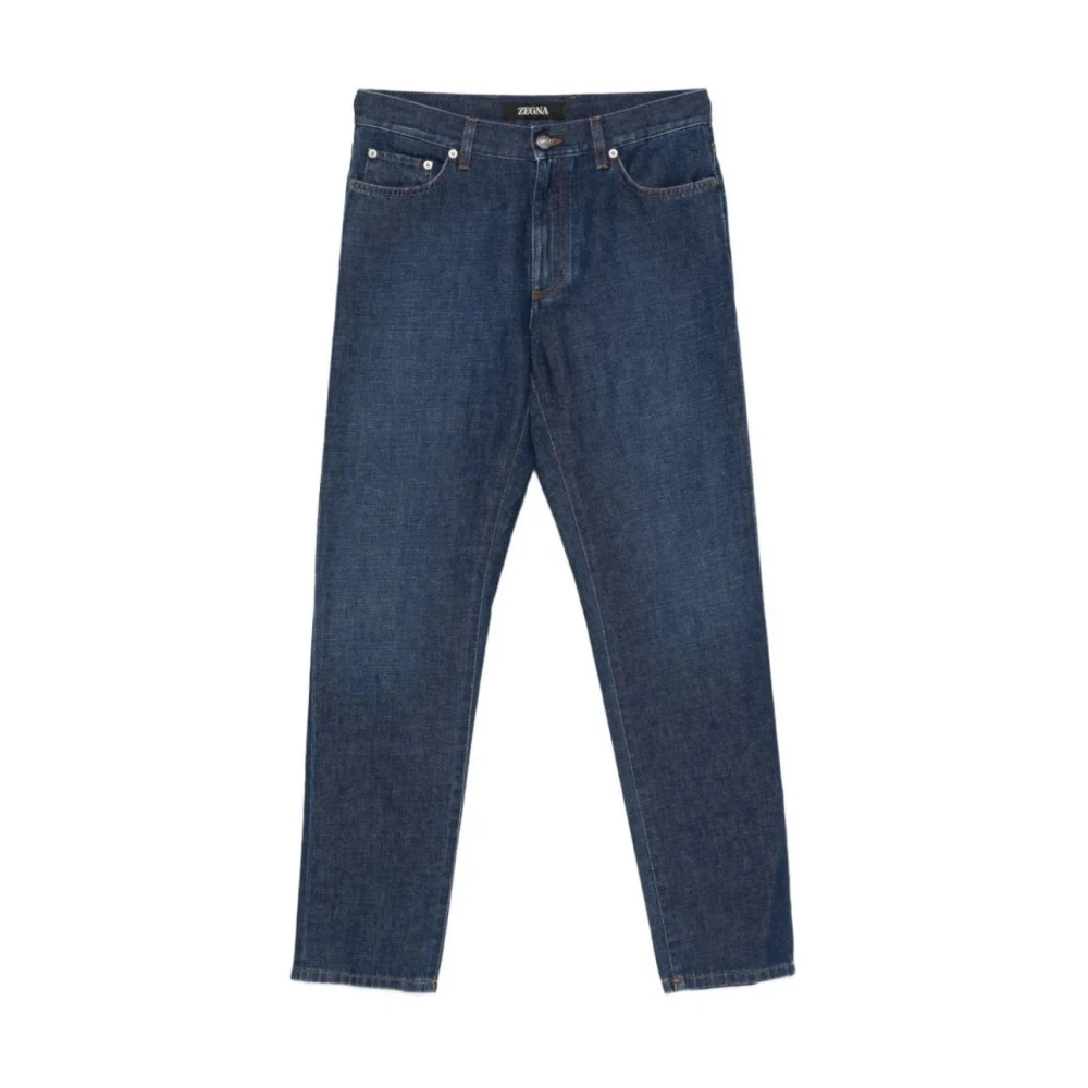 Zegna Blue Cotton Trousers (Denim) - Male - Slim Fit Jeans - W34 - Jeans