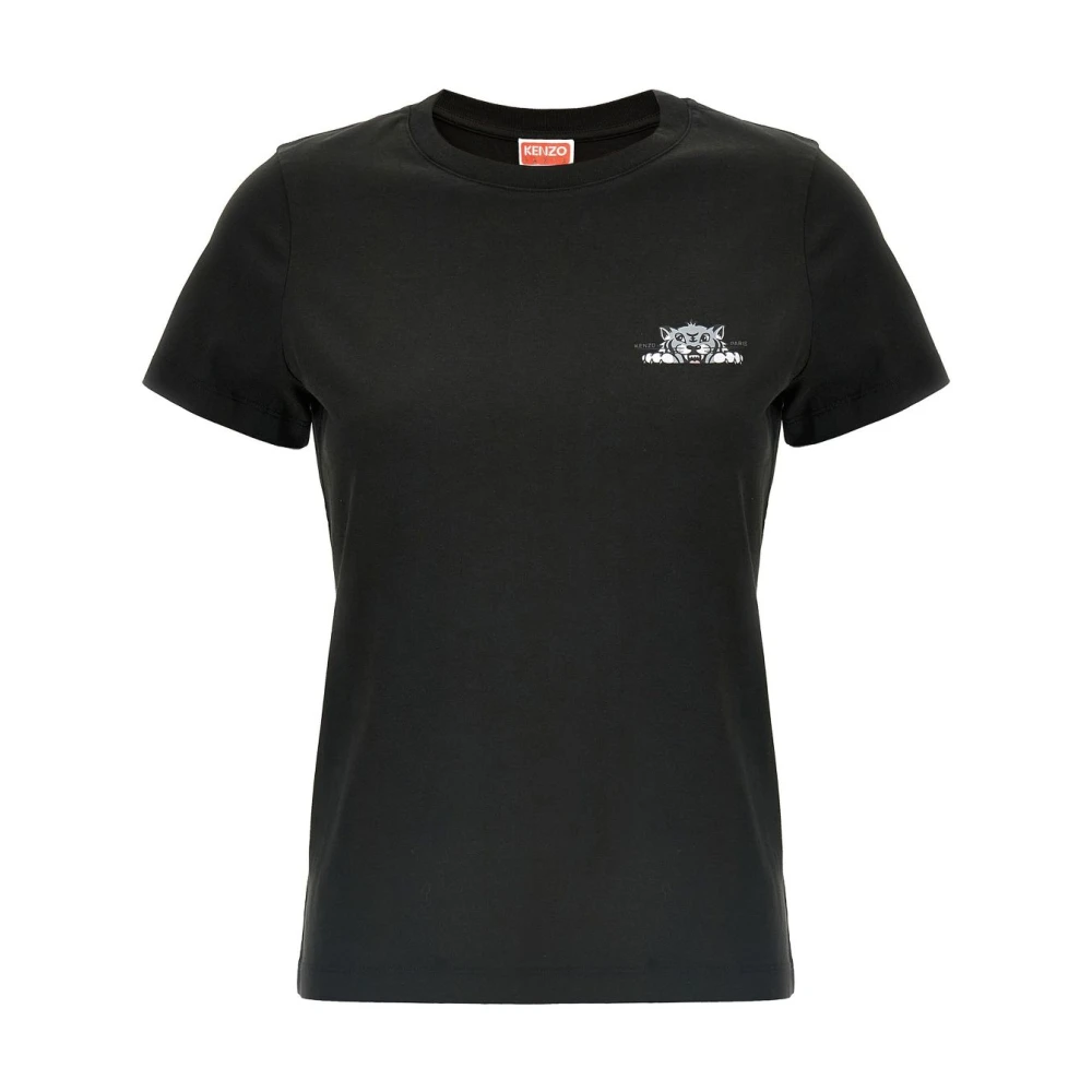 Kenzo Donna Nero Maglietta Nera Con Stampa Logo