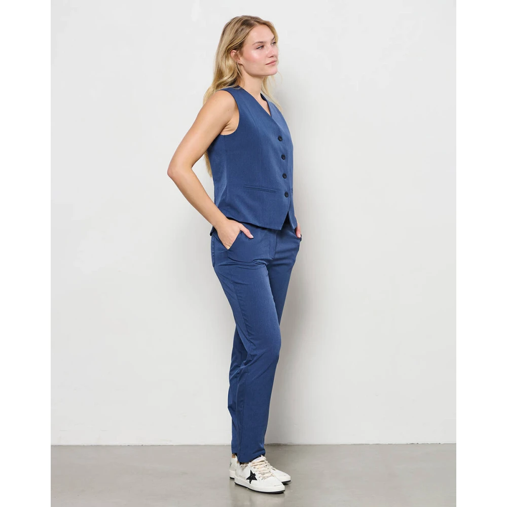&Co Woman Gewatteerde Vest met Capuchon Blue Dames