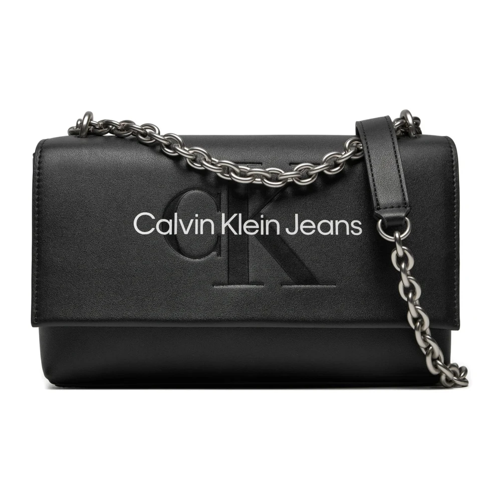 Calvin Klein Jeans Kettingflap Tas Herfst Winter Collectie Black Dames