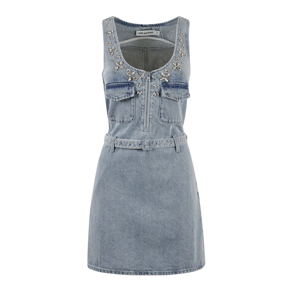 Self Portrait Stijlvolle Denim Mini Jurk Blue Dames