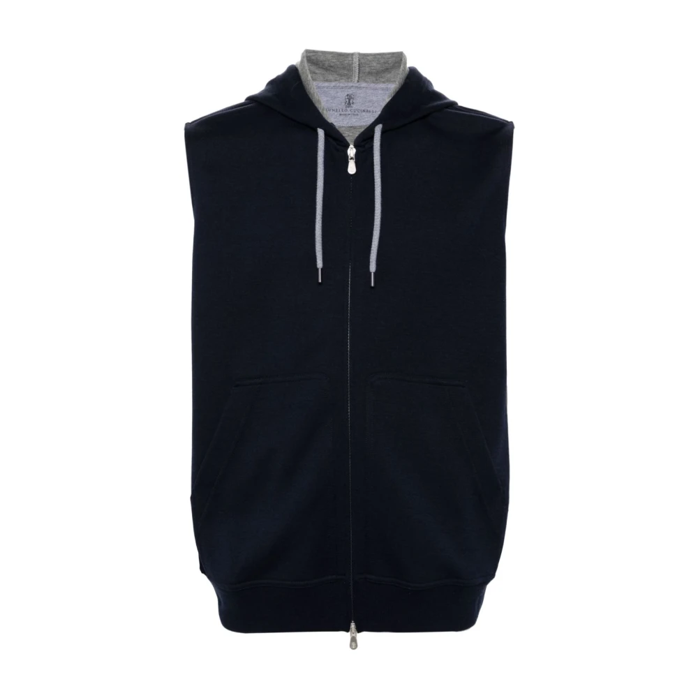 BRUNELLO CUCINELLI Blauwe Hoodie Trui Jersey Katoen Blue Heren