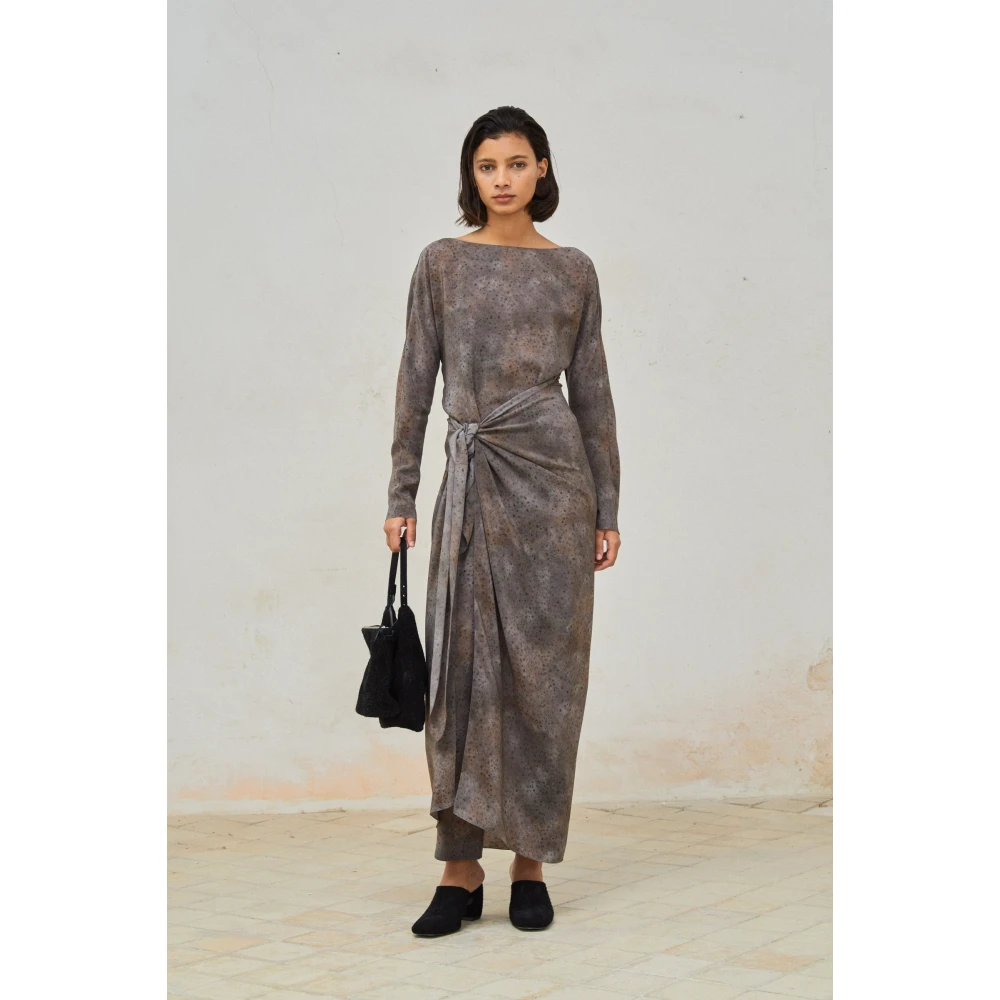 Cortana Zijden Omslagjurk Abstracte Print Gray Dames