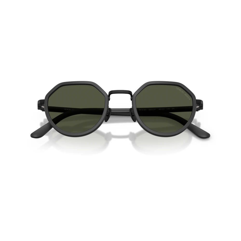 Giorgio Armani Unisex Black Round Sunglasses - Sunglasses - 48 Mm - Accessories