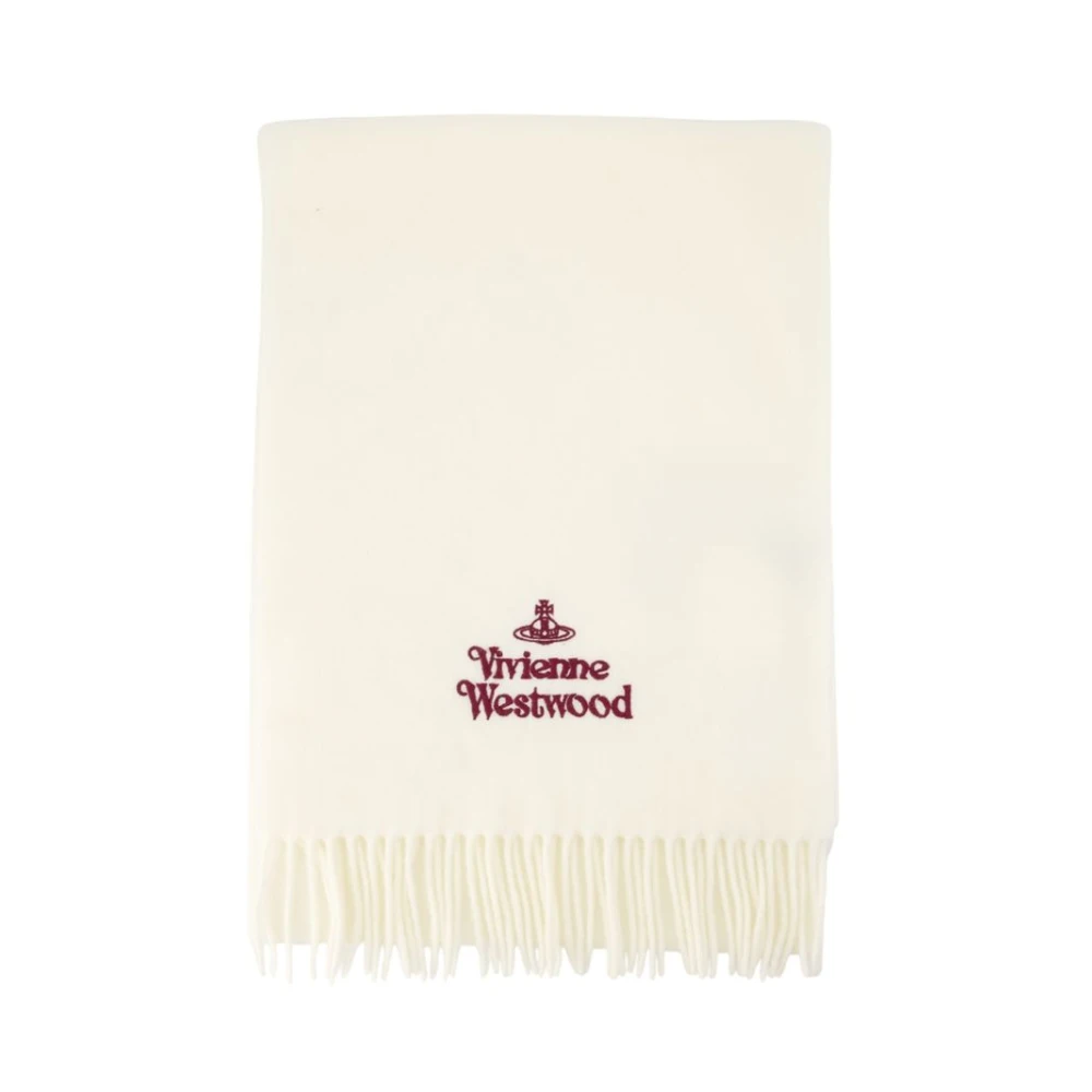 Vivienne Westwood , Winter Scarves, Female, White, One Size, Embroidered Logo Scarf