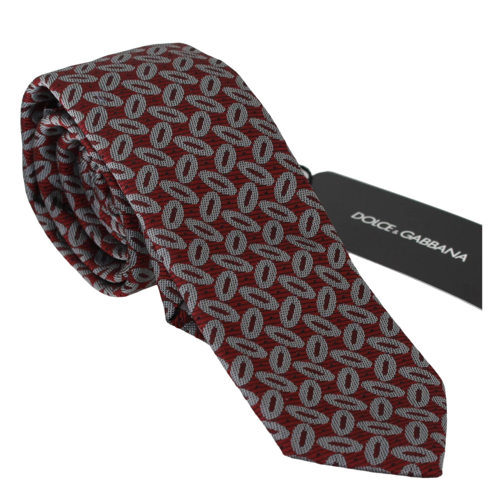 Dolce & Gabbana Elegante rode bedrukte zijden stropdas Multicolor Heren