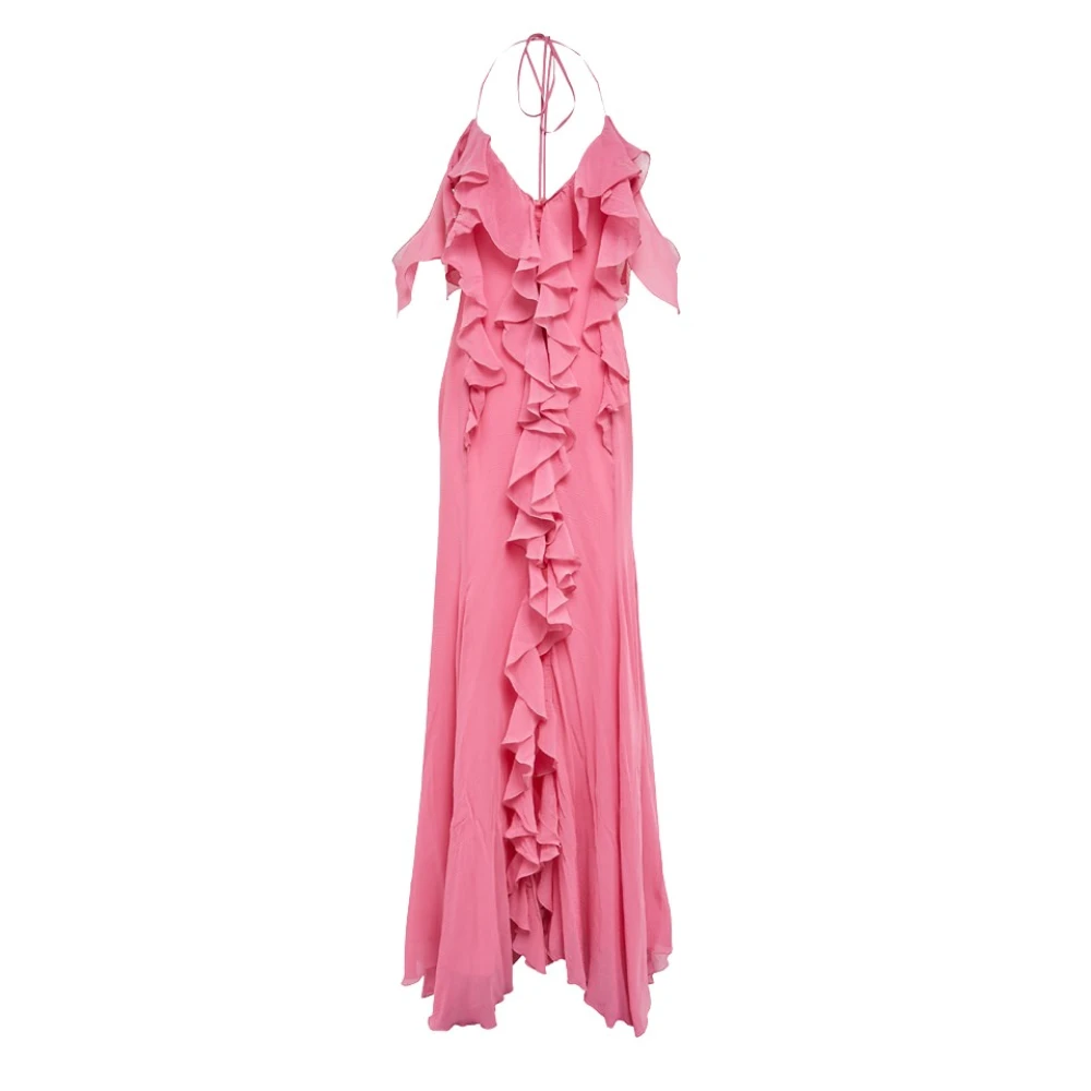 Blumarine Italiaanse lichtgewicht stoffen jurk met micro-ruches Pink Dames