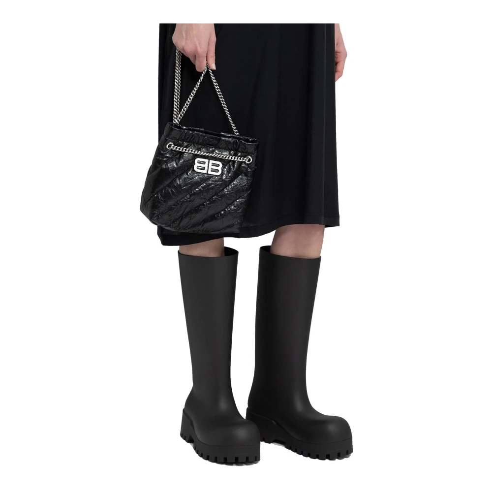 Balenciaga Crush Schoudertas met metalen detail Black Dames