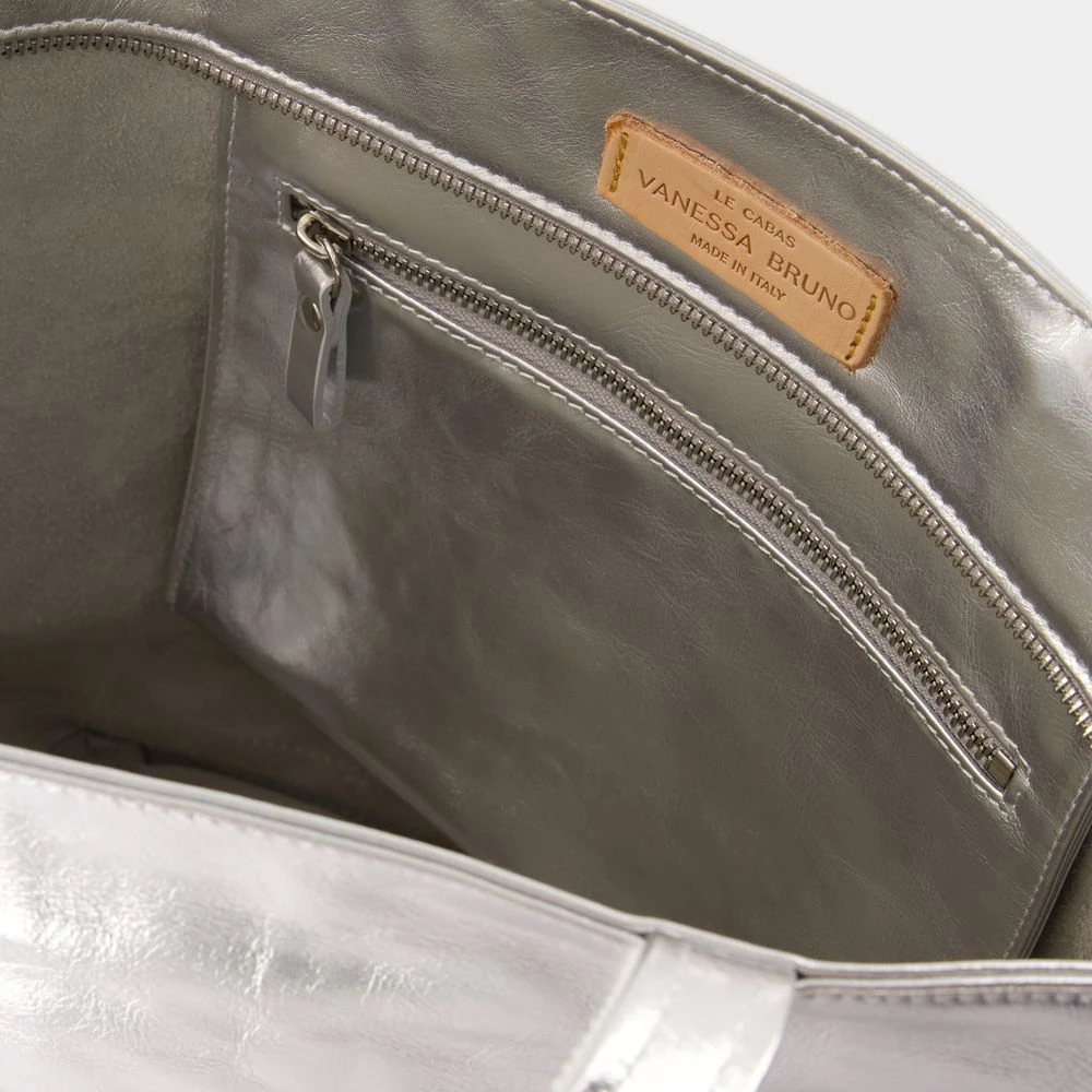 Vanessa Bruno Paillet Shopper Tas Leer Zilver Gray Dames