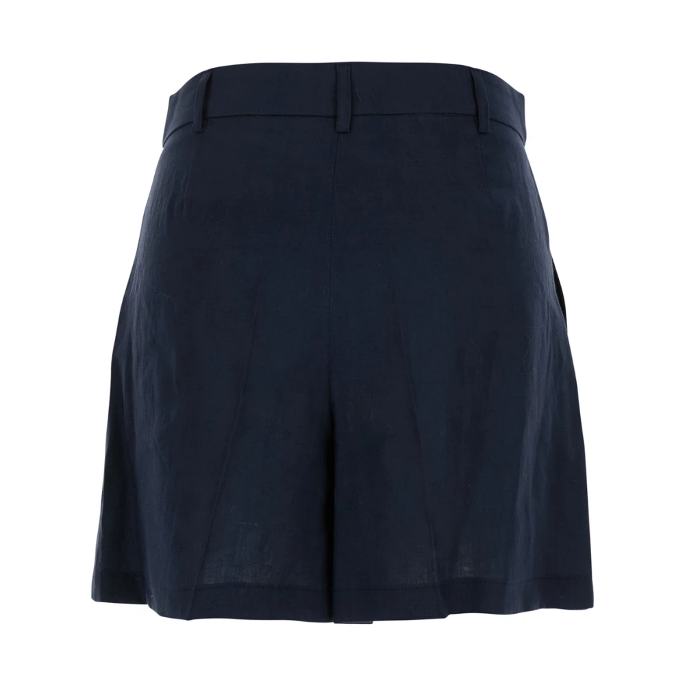 Plain Units Blauwe Linnen Shorts met Riemlussen Blue Dames