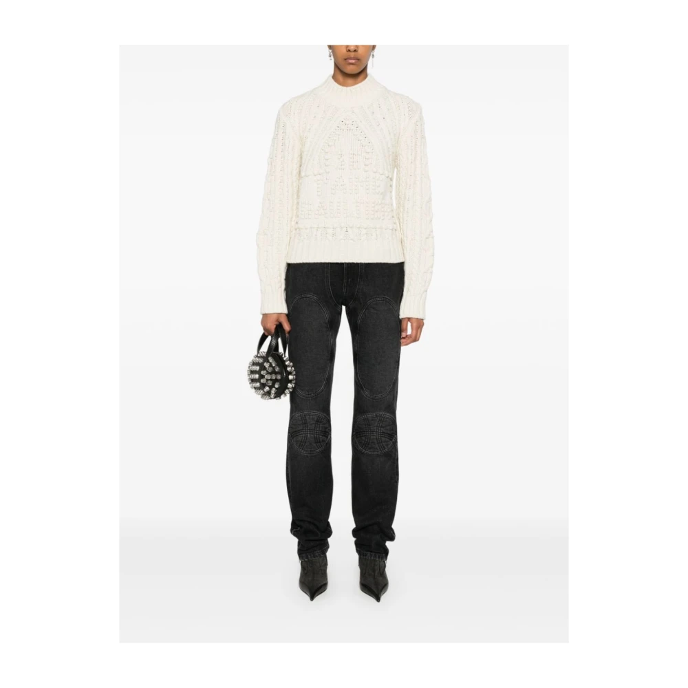 Jean Paul Gaultier Chunky Gebreide Hoge Hals Trui Beige Dames
