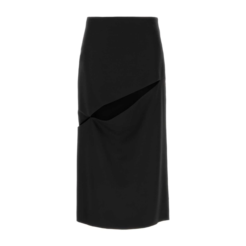 Jil Sander Women's Black Midi Skirts, Xl, Cut-Out Midi Skirt