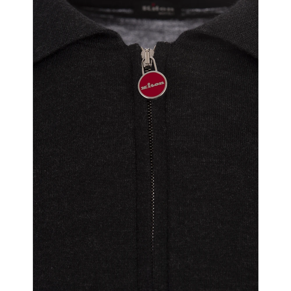 Kiton Polo shirt van zijde en kasjmiermix Gray Heren