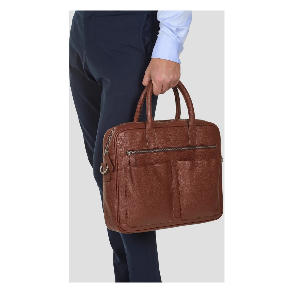 Howard London Zwarte leren laptoptas voor zakelijk gebruik Brown Heren