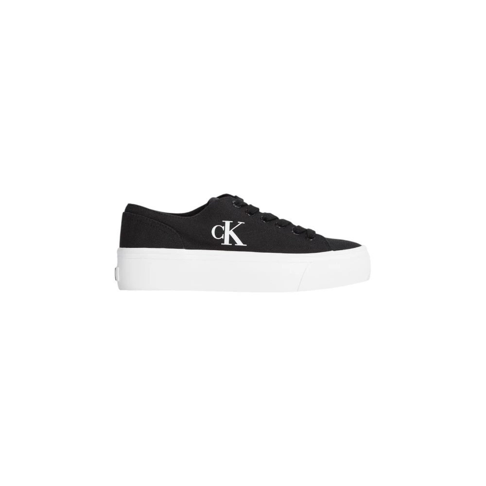 Calvin Klein Jeans Black And White Recycled Cotton Platform Sneakers - EU40/US10 - Image 3