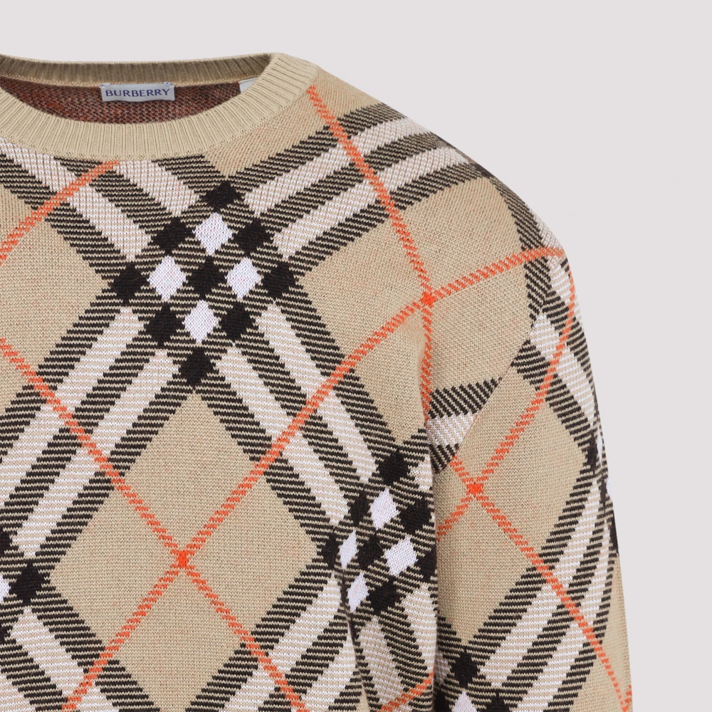 Burberry Sand Check Pullover Sweater Beige Dames