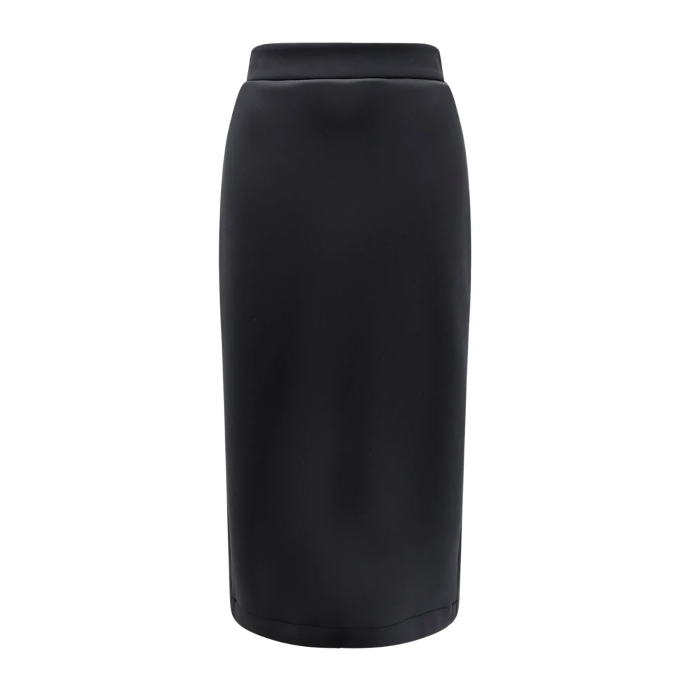 Moncler High-Waisted Black Skirt With Logo Patch - Female - Midi Skirts - Black - S - Skirts