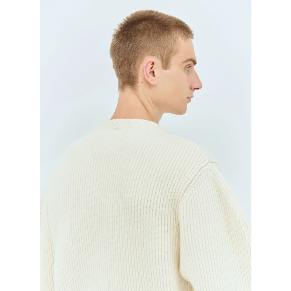 Jil Sander Wollen Crewneck Sweater Beige Heren
