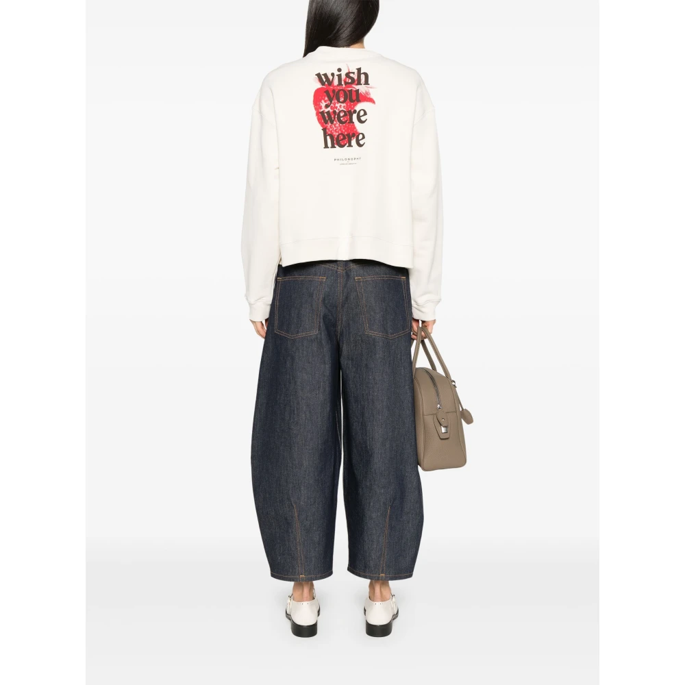 Philosophy di Lorenzo Serafini Biologisch Gerecyclede Amerikaanse Sweater Ivoor Fantasie White Dames
