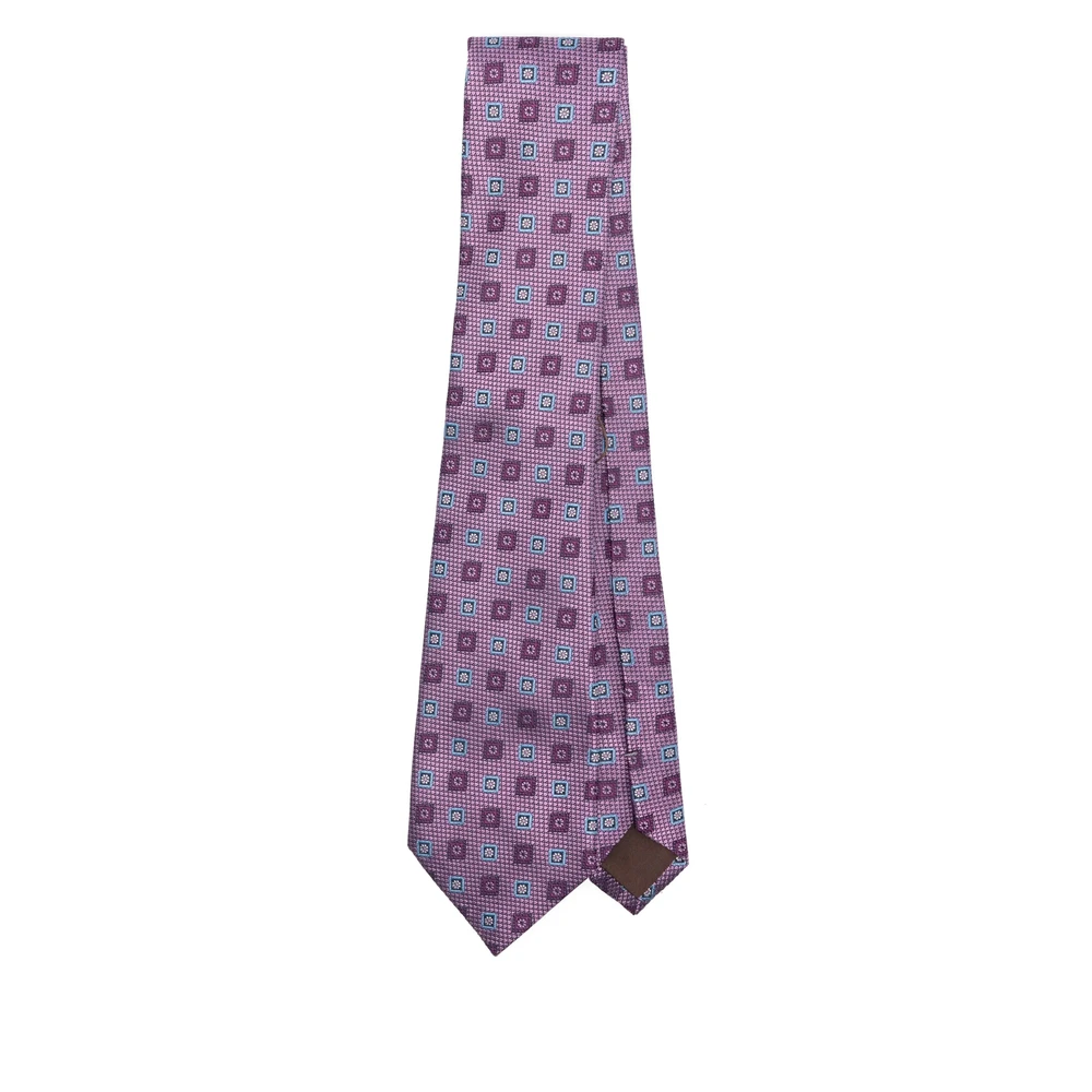 Canali Amethist Paars Jacquard Puntige Stropdas Purple Heren