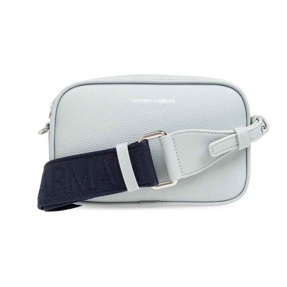 Emporio Armani Veganistisch leer gehamerd textuur schoudertas Blue Dames