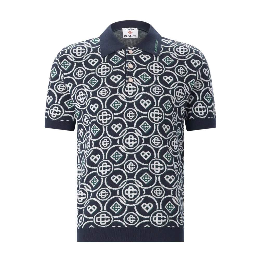 Casablanca , Polo Shirts, Male, Multicolor, L, Cc Monogram Pattern Polo Shirt - Image 4