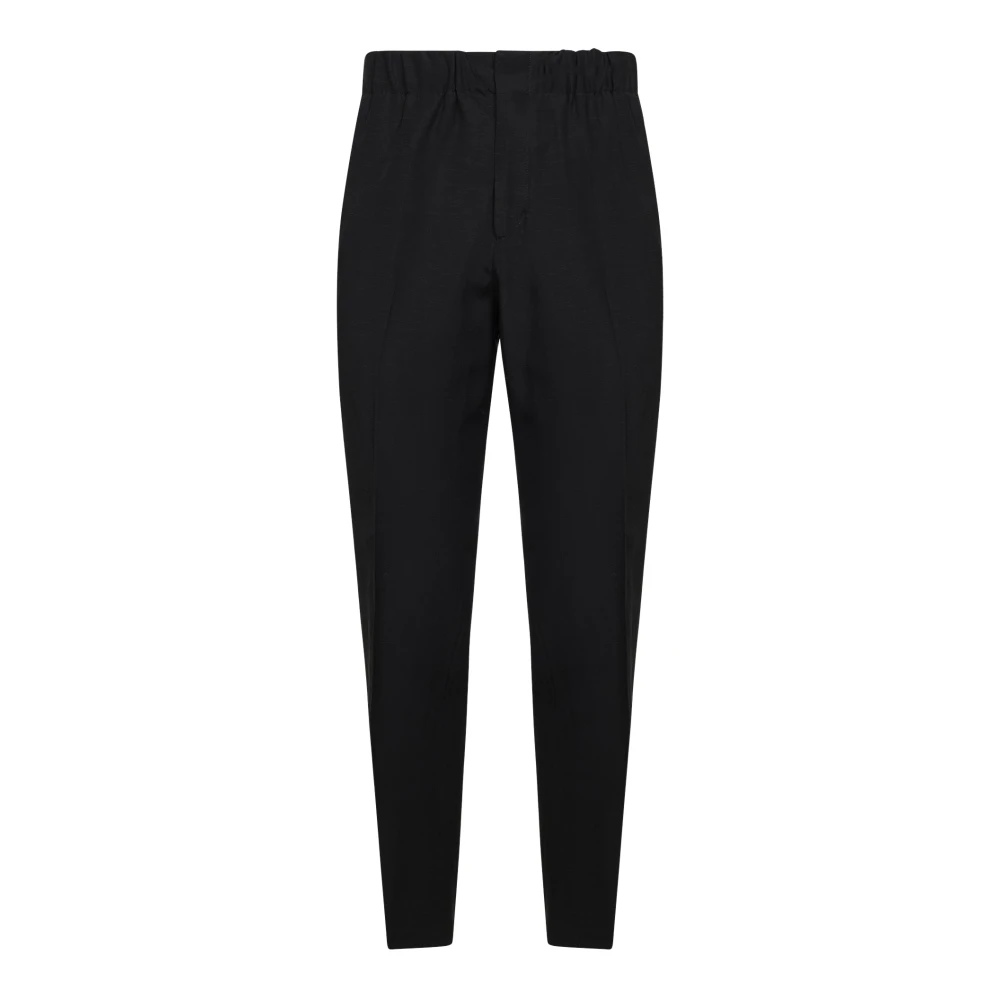 Laneus Men's Black Slim-Fit Trousers, M, Linen And Viscose Slim Fit Trousers