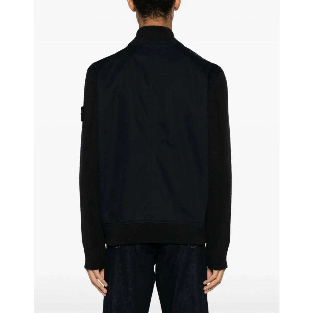 Stone Island Zwarte Compass Logo Bomber Jacket Black Heren
