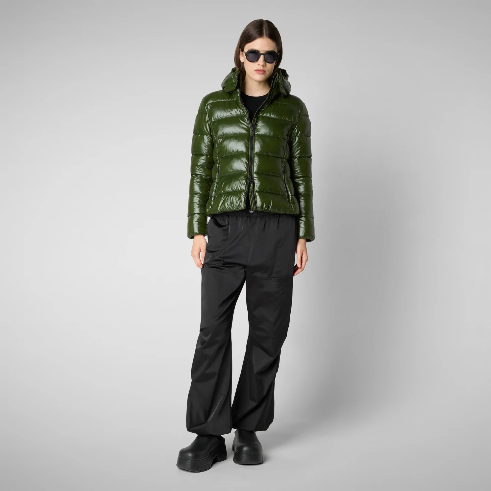 Save The Duck Gewatteerde Groene Jas met Capuchon Green Dames