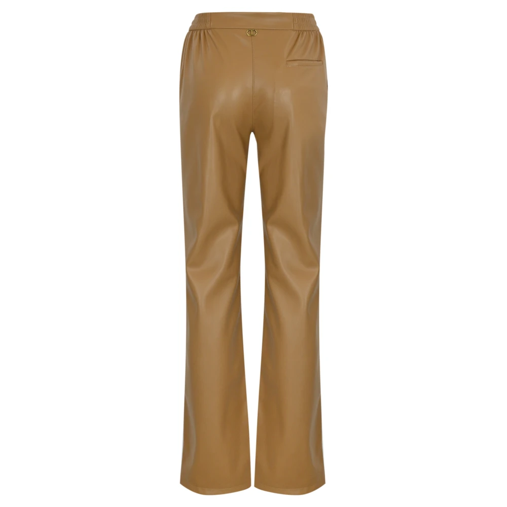 Twinset Imitatie leren rechte pijp broek Brown Dames