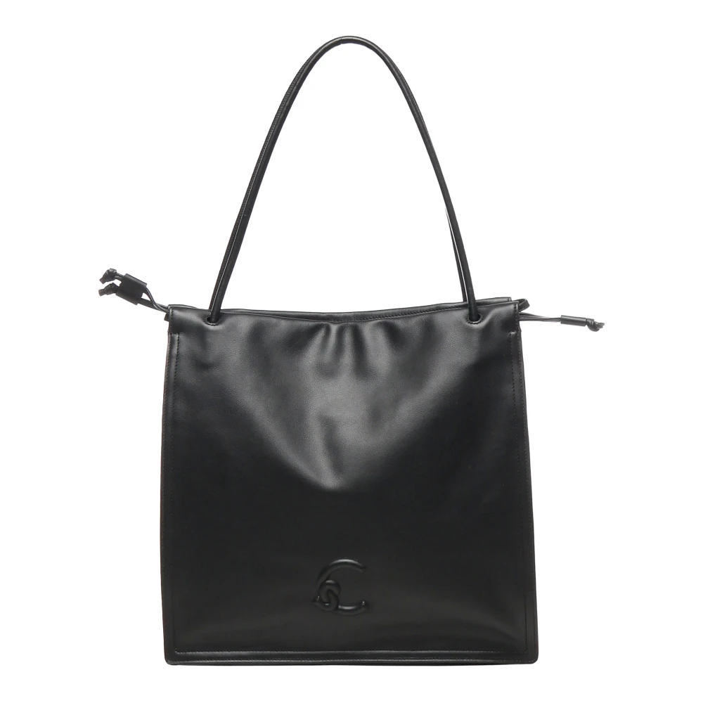 Coccinelle Zwarte schoudertas met trekkoordsluiting Black Dames