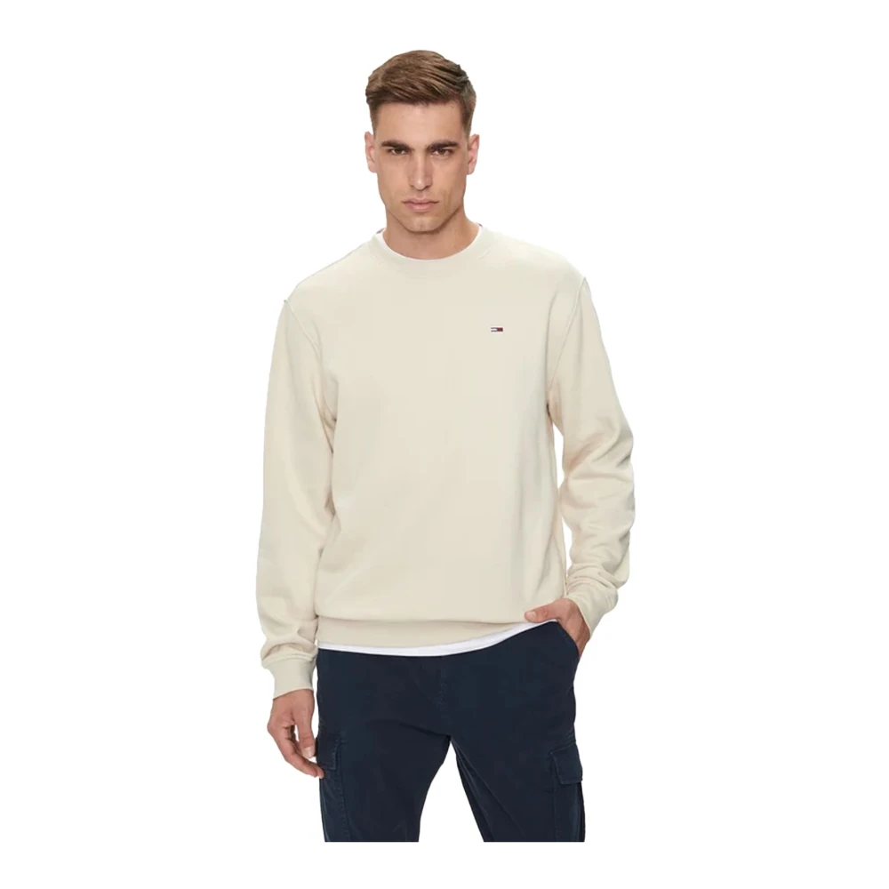 Tommy Jeans Geborduurde Logo Sweater Regular Fit Beige Heren