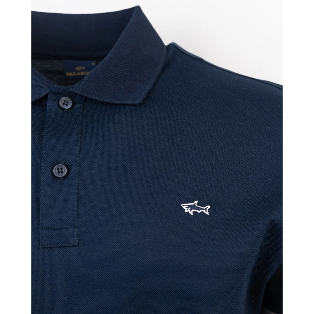 PAUL & SHARK Blauwe T-shirts en Polos met knopen Blue Heren