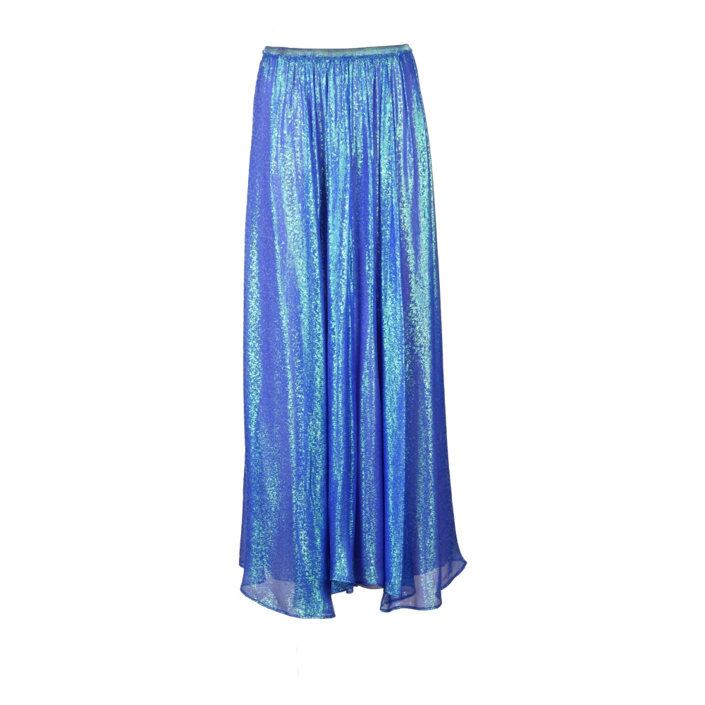 Forte Metallic Zijden Elegant Modejurk Blue Dames