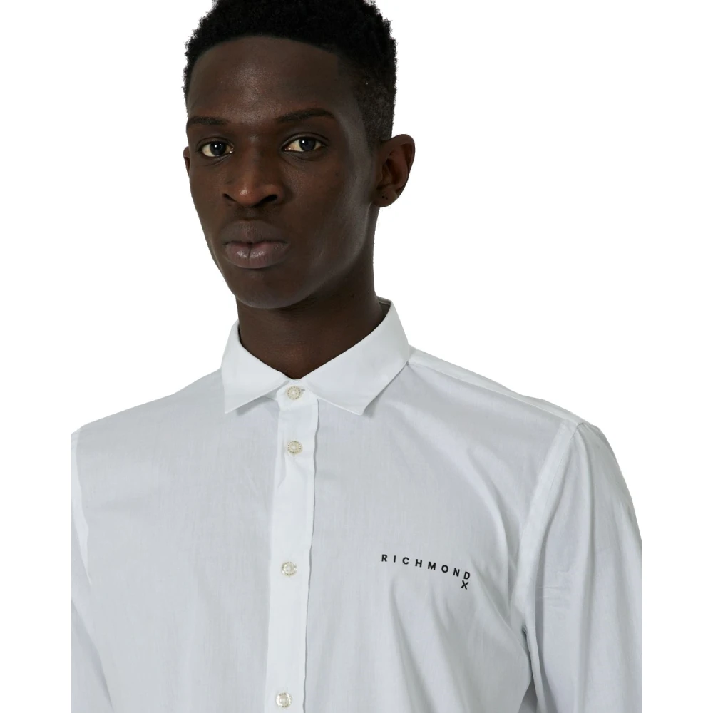 John Richmond Wit Logo Contrast Voor Shirt White Heren