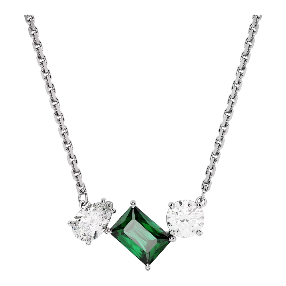 Swarovski Women's Silver/Green Mesmera Rhodium Plated Pendant Necklace - Image 9