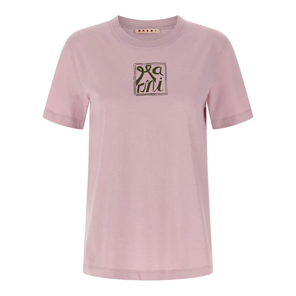 Marni Kvinno Rosa Toppar Dam, S, Bomull, Crewneck T-Shirt