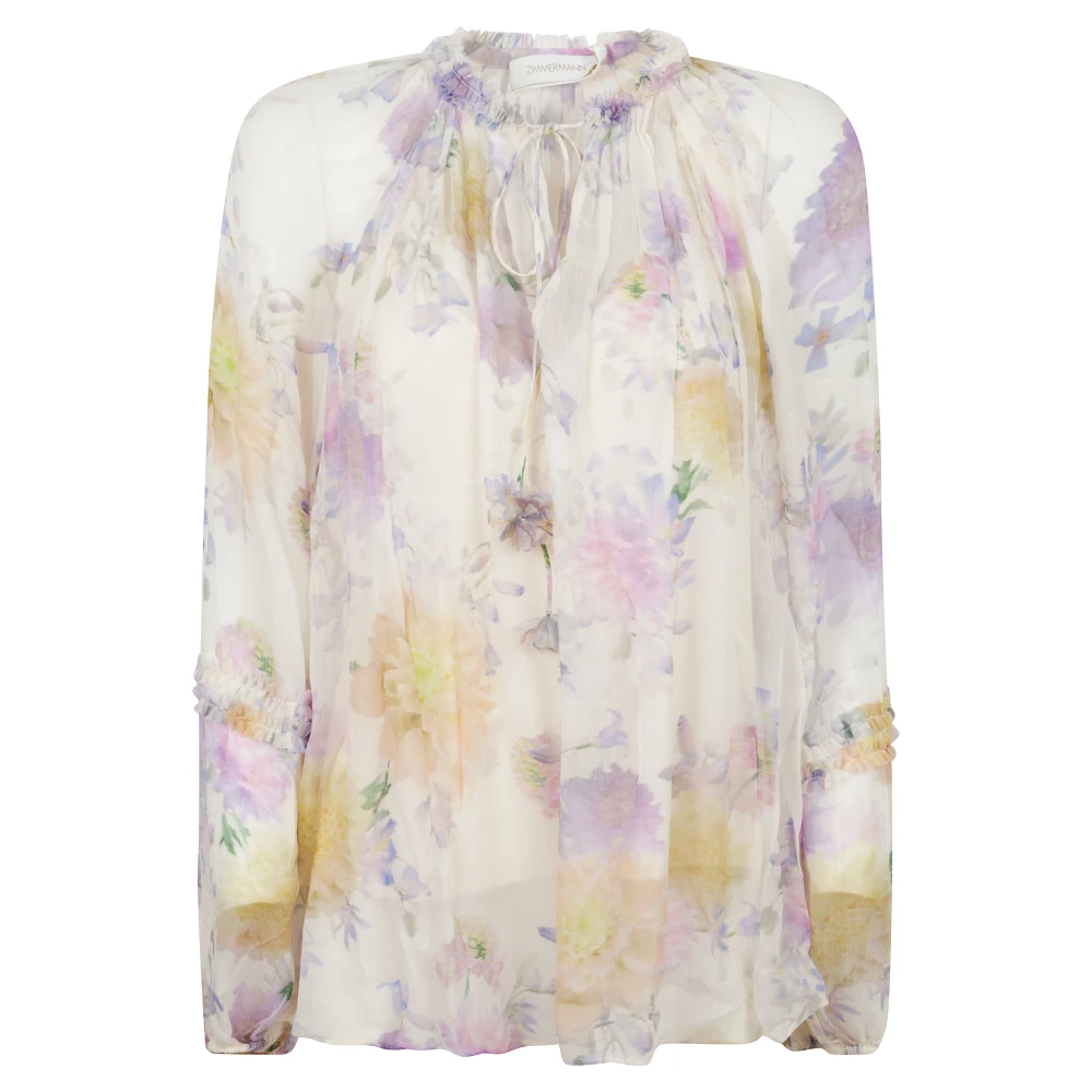 Zimmermann Women's Multicolor Blouses, M, Luna Ruffle Billow Blouse
