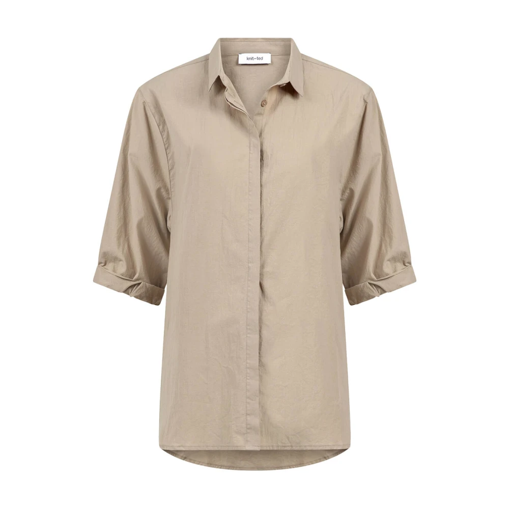 Knit-ted Blouse Korte Mouw Dafne Brown Dames