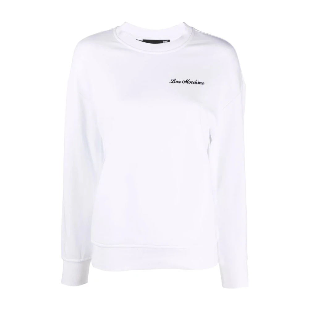 Love Moschino Casual Wit Katoenen Sweatshirt met Lange Mouwen White Dames