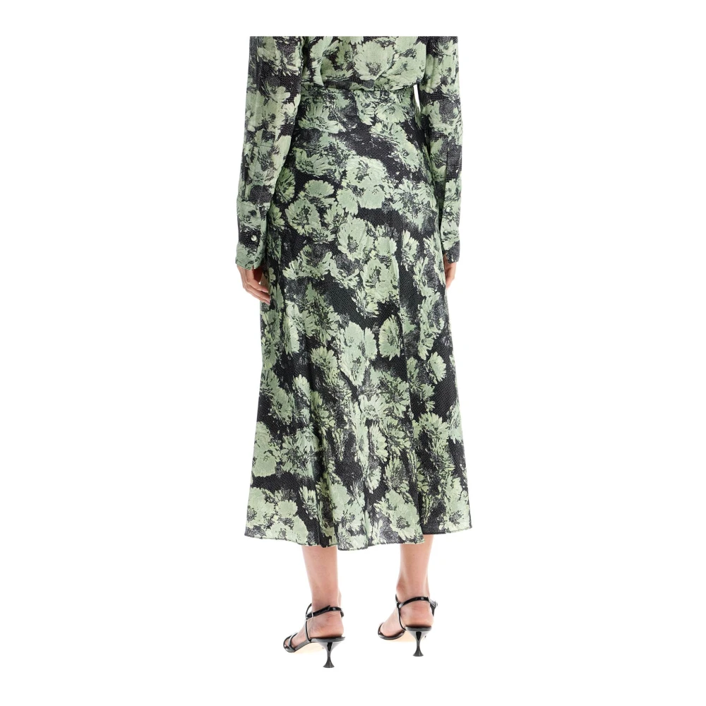 TORY BURCH Bloemenprint Satijnen Flare Midi Rok Multicolor Dames