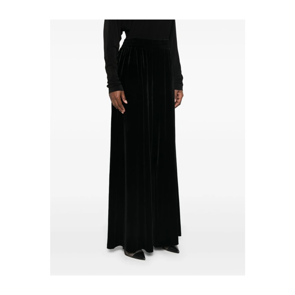 Norma Kamali Zwarte Wijde Pijp Broek met Elastische Tailleband Black Dames