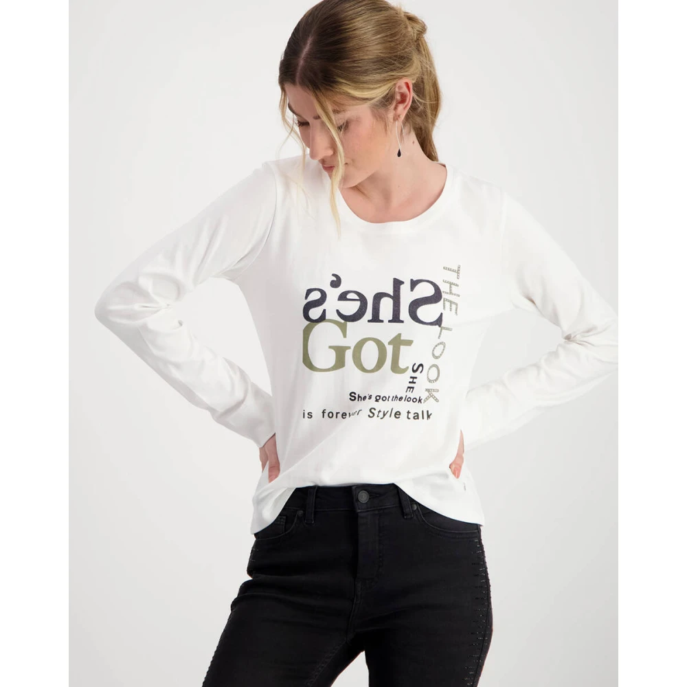 monari Stijlvolle Pullover T-shirt White Dames